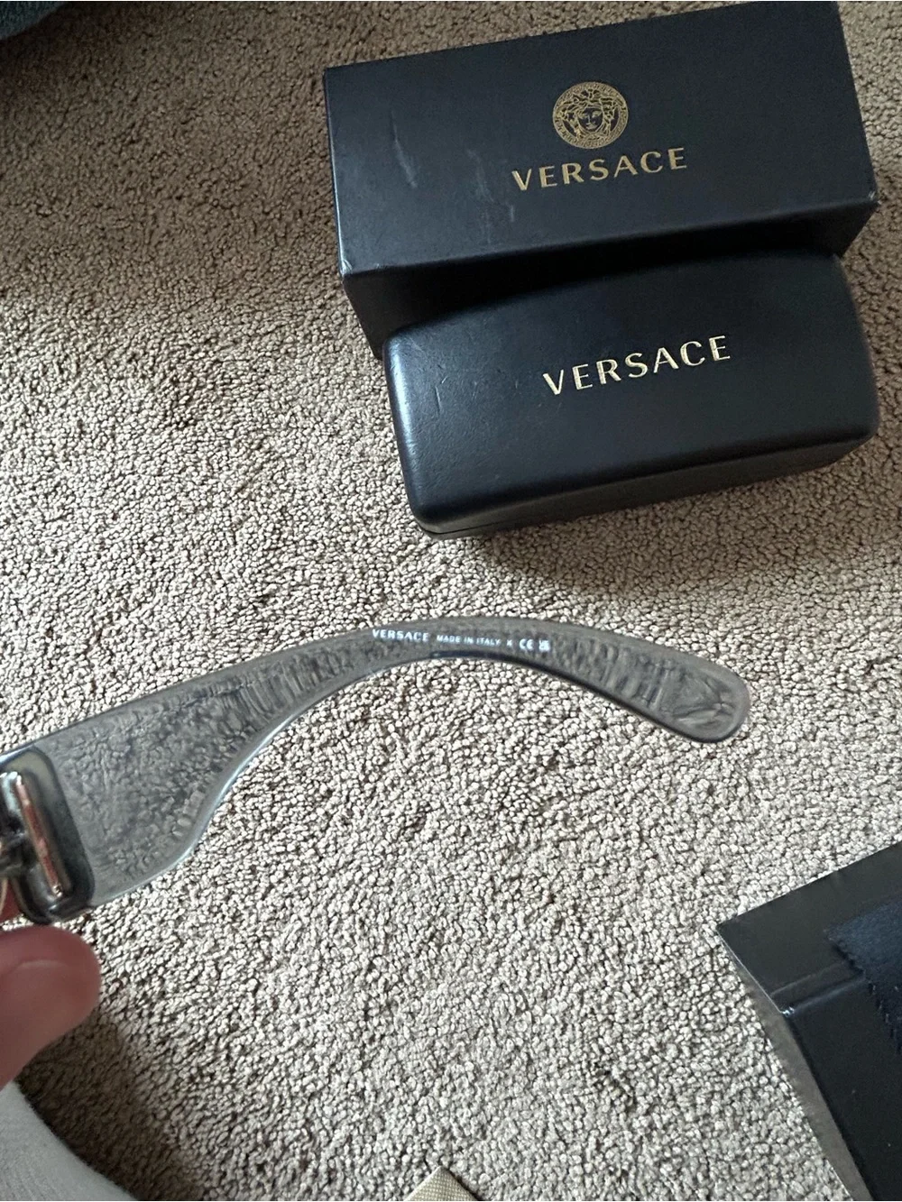 Versace Gray Sunglasses with Gold Medusa Accents